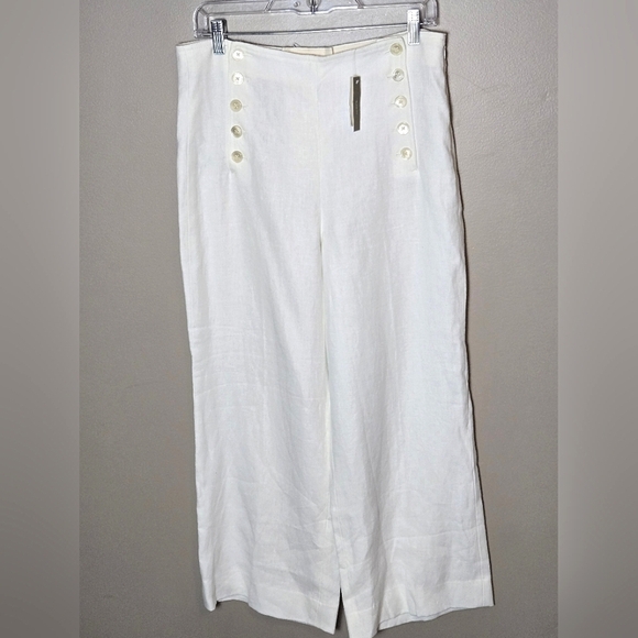NWT J. Crew 100% Linen Wide Leg Elevated Basic Sailor Crop Pants, Size 8 - Picture 1 of 4